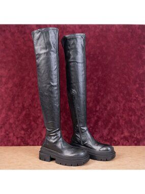 Topshop Women Tyso Vegan Leather OTK Festival Party Platform Boots sz 8US EUR38